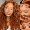 TopSilky 13X6 Reddish Brown Lace Front Wigs Human Hair Auburn Brown Kinky Curly Lace Front Human Hair Wig Pre Plucked with Baby Hair 180% Density HD Lace Frontal Wigs Human Hair 22 Inch