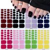 8 Sheets Solid Color Gel Nail Stickers Blue Purple Black Toe Nail Polish Strips Red Pink Green Toenail Stickers Full Nail Wraps Self-Adhesive Yellow Nail Decals Rose Red Nail Supplies for Women Girls