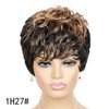 Short Pixie Cut Wig Synthetic Short Curly Wigs for White/Black Women Shot Layered Wavy Hair Wig With Bangs,Daily Wig (Mixed black&blonde 1H27#)