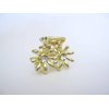 Small shiny gold metal double flower hair claw clip with crystals