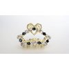 Generic Small black bead and crystal heart gold metal hair claw clip bridal clip