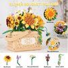 Allhero Sunflower Flower Bouquet Building Set Basket with LED String Light, Aroma Tablets, Creative Sunflower Flowers Building Blocks Set Toy Decor for Home Office. (1277 PCS)