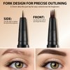 LANGMANNI Eyebrow Pen - Wild Micro-4Tip Prong Lasting Water Eyebrow Pencil, For Effortless & Natural Looking Brows That Last All Day (#3 Ash Brown)