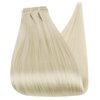 Full Shine Weft Hair Extensions Human Hair White Blonde Sew In Weft Extensions Straight Human Hair Sew In Hair Extensions For Women Blonde Human Hair Bundles Full Head 105G 18 Inch