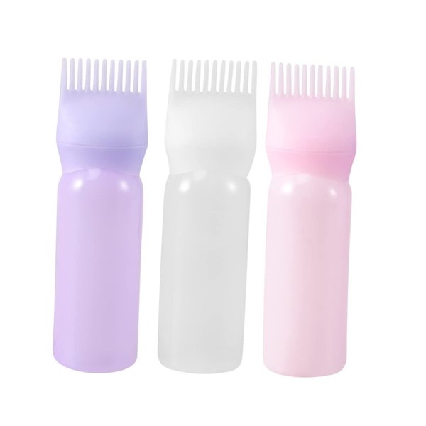 3Pcs Root Comb Applicator Bottle for Hair Dye Applicator Brush with Graduated Scale Coloring Tool Pack