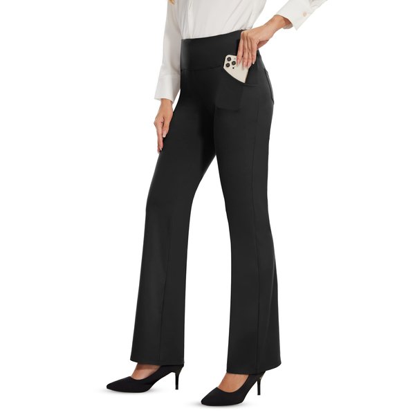 Desol Flare Leggings,High Waisted Bootcut Yoga Pants with Pockets,Tummy Control Bootleg Pants,Work Pants for Women Black