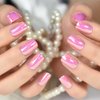 ELEVENAIL Press On Nails Glossy Short Squoval Stick On Fake Nails Salon DIY Acrylic Manicure Reusable Magic Pink Chrome False Acrylic Nail Art Tips for Women Girls