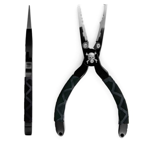 Crazy Shark Professional Saltwater/Fresh Water Aluminum Fishing Pliers Tungsten Carbide Cutters Split Ring Pliers Hook Remover Fish Holder (Blue.T)