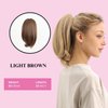 JUVABUN 10" Straight Claw Clip In Ponytail Hair Extensions - Light Brown| Synthetic Ponytail Extension | Hair Extensions for Women & Men | Washable, Realistic And Synthetic |Light Brown