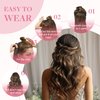 GOO GOO Wire Hair Extensions Real Human Hair, 16inch 95g Chocolate Brown to Caramel Blonde, Invisible Wire Hair Extensions with Transparent, Seamless Fish Line Hairpiece, Straight Remy Hair Extensions