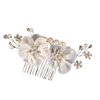Flower Bride Wedding Hair Comb, 2PCS Pearl Bridal Hair Clip Hair Piece, Flower Hair Ornament Side Clip Pearl Crystal Hairpin Hair Accessories for Women Girls