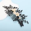 BERYUAN Bridal White Flower Black Crystal Rhinestone Hair Comb for Bride Bridesmaid Sliding side Headpieces Wedding Hair Accessories for Women and Girls (Black)