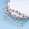 Aneneiceera Bride Wedding Crystal Hair Comb Clip Silver Hair Side Combs Flower Hair Comb Rhinestone Headpieces Bride Hair Piece bridesmaid Hair Accessories for Women and Lady Girls(Silver)