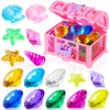 NHBTYKL 28 Pcs Colorful Diving Gem Pool Toys Set with Treasure Pirate Box Summer Swimming Gem Pirate Diving Toys Underwater Toy for Pool Use Treasures Gift Sets (Multicolor 30-40mm)