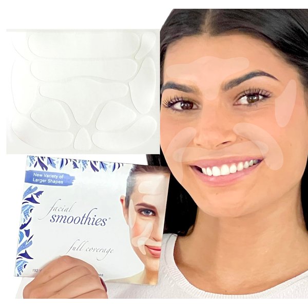 Smoothies Full Coverage Wrinkle Patches for Face Overnight – Facial Patches for Forehead, Elevens, Crows Feet, and Lip Lines, 192 Count per Box – Made in the USA