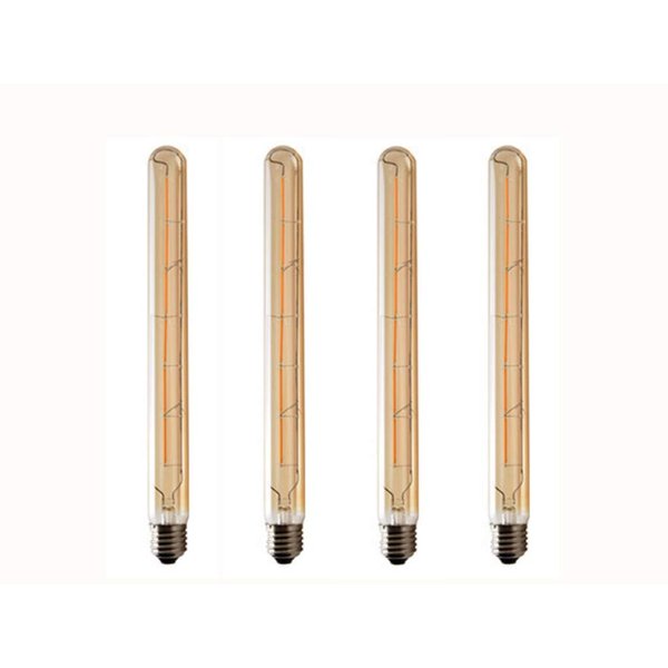 T300 Vintage LED Filament Bulb T300 6W Dimmable Vintage Edison Light Bulb Long Tubular Vintage LED Light,E26/E27 Medium Base,Amber Glass,Warm White 2300K,6W(40W Equivalent),Dimmable,Pack of 4
