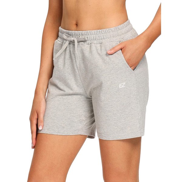 EZRUN Womens Bermuda Shorts Summer Sweat Shorts with Deep Pockets 5" Cotton Shorts for Women Gym Workout