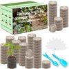 ZeeDix 100 Pcs 30mm Peat Pellets Seed Starter Soil Pods Plugs for Vegetable Seedling, Compressed Peat Nutrient Pods for Planting Easy Transplant with 100 Plant Labels & 2 Garden Tools