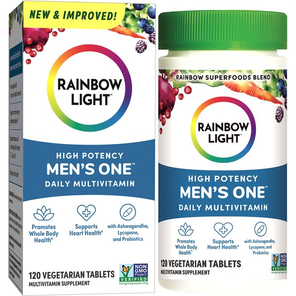 Rainbow Light Mens One Multivitamin, Men's Daily Multivitamin Provides High-Potency Immune Support, With Vitamin C, Vitamin D and Zinc, Vegetarian, 90 Count