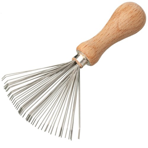 REDECKER Wire Comb and Brush Cleaner with Oiled Beechwood Handle, 3-Inches