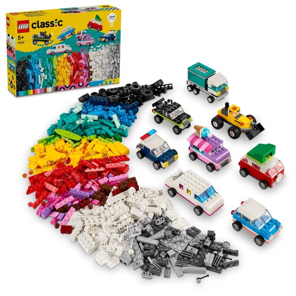 LEGO Classic Creative Vehicles, Colorful Toy Cars and more, Building Kit for Kids, Gift for Boys and Girls from 5 Years 11036