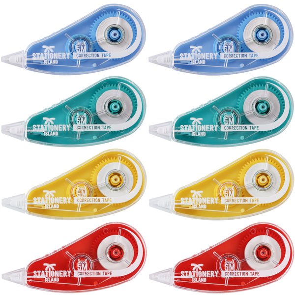 STATIONERY ISLAND White Out Correction Tape Pocket Roller Whiteout Mouse Erase Tape for Note Taking, Marking, Crafting, Bullet Journal – 5m x 5mm (16.4ft x 0.2") Pack of 8