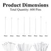 Mandala Crafts 600 PCs Open Eye Pins for Jewelry Making - Stainless Steel Head Pins for Making Jewelry - Bead Eye Pins for Earring Making Necklace Bracelet Clay Charms 30mm 40mm 50mm