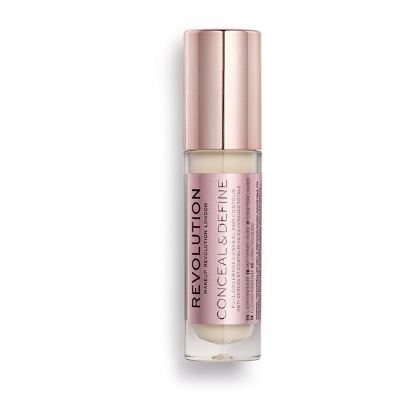 Makeup Revolution Conceal & Define Concealer, Full Coverage Makeup Concealer, Matte Finish & Long Wear, For Fair Skin Tones, Vegan, C0.2, 4ml