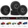 OGRC 1.0 Wheels Deep Dish Rims Negative Offset 7mm Wheels with New Compound 1.0 Tires for Axial SCX24 Gladiator Bronco C10 JLU Deadbolt RC Crawler Upgrades Parts (Black)