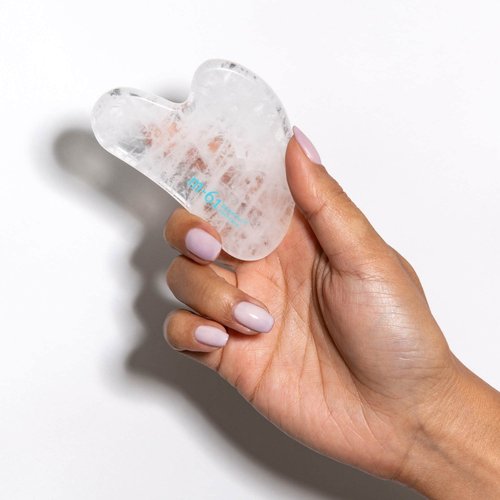 M-61 Clear Quartz Gua Sha - Revitalizing Natural Clear Quartz Facial masage Tool That stimulates Circulation and decreases Inflammation.