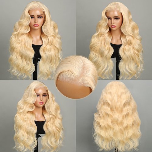 SUPERLOOK 6X5 613 Lace Front Wig Human Hair 220% Density Wear and Go Glueless Wigs Human Hair Blonde Lace Front Wigs Human Hair Pre cut Lace Pre Plucked Real Bleached Knots (26inch,6X5 Body Wave Wig)