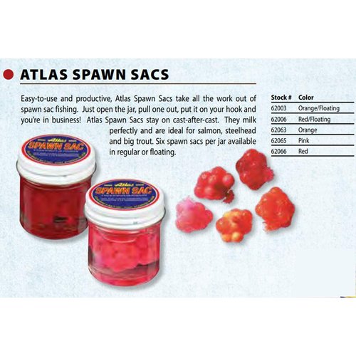 Atlas Mike's Spawn Sack Salmon Fishing Bait Eggs (6 Sacks per Jar), Pink