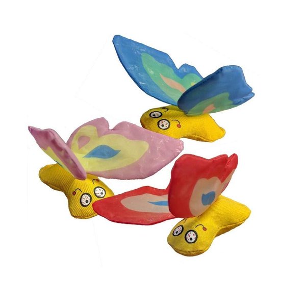 Yeowww! 3 Color Bundle of Organic Catnip Butterfly Cat Toys: Blue, Purple, and Red