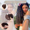 AISI BEAUTY Ponytail Extension for Black Women Drawstring Ponytail Natural Black Long Curly Wavy Ponytail 24 Inch Synthetic Clip in Ponytail Hair Extensions for Daily Use(4#)