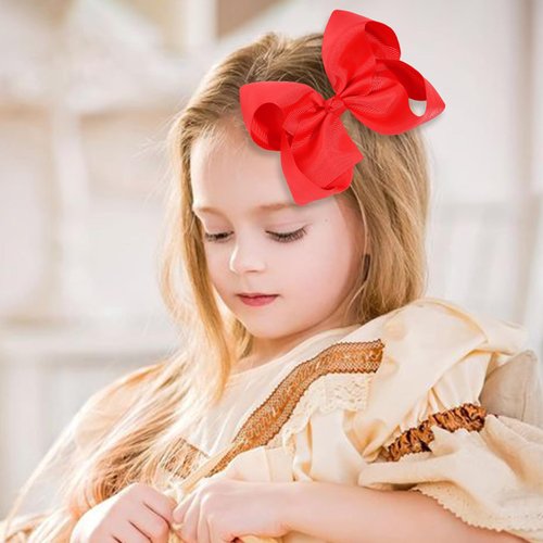 CN 20PCS Red Hair Bows for Girls, Bow Hair Clips Headband Hair Ties Hair Barrettes Ponytail Holders Curly Koker Bows Hair Accessories School Uniform Set for Little Girls Teens Toddler