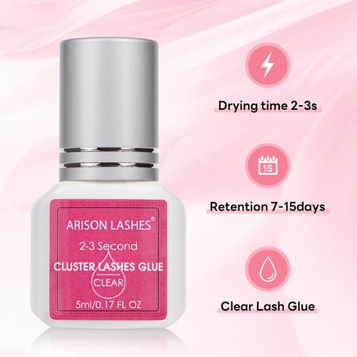 Lash Extension Glue Sensitive Lash Glue for Eyelash Extensions Cluster Eyelash Glue, Eyelash Glue Individual Lash Adhesive, DIY Lash Extension Glue for Self Application, Clear 5ml