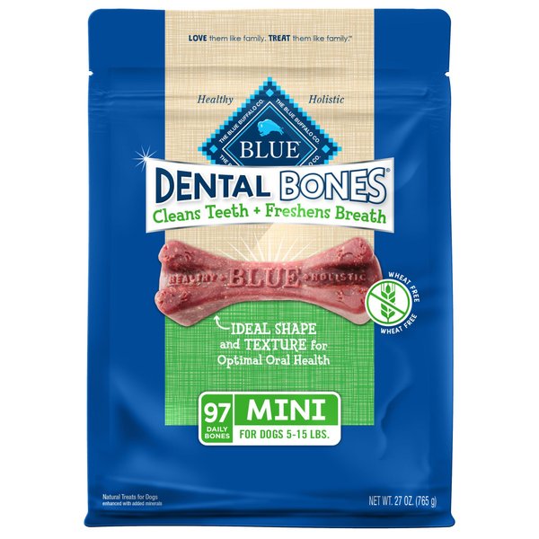 Blue Buffalo Dental Bones Mini Natural Dental Chew Dog Treats Bag Value Pack