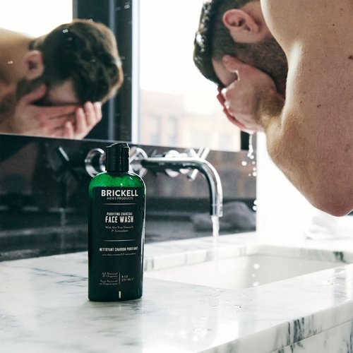 Brickell Men's Daily Essential Face Care Routine II, Purifying Charcoal Face Wash and Daily Essential Face Moisturizer, Natural and Organic, Unscented, Skincare Gift Set