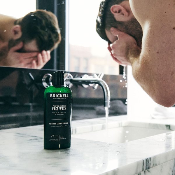 Brickell Men's Daily Essential Face Care Routine II, Purifying Charcoal Face Wash and Daily Essential Face Moisturizer, Natural and Organic, Unscented, Skincare Gift Set