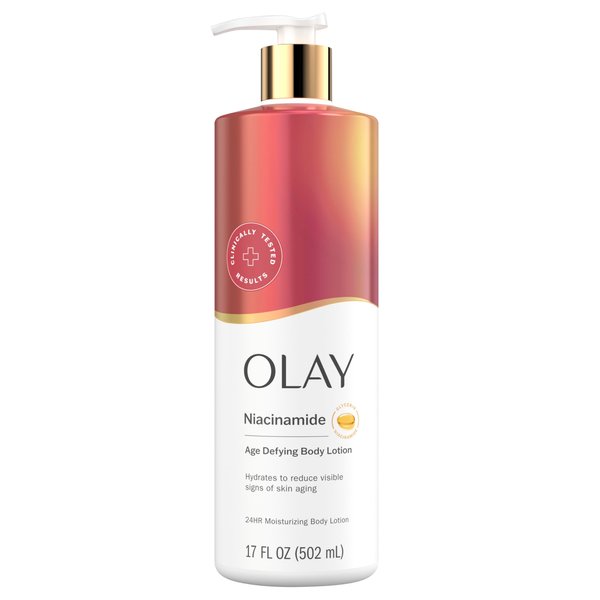 Olay Age Defying & Hydrating Body Lotion for Women with Niacinamide, 24hr Moisturizing, Vitamin E & Vitamin B3 Complex, Fast Absorbing Formula, 17 fl oz