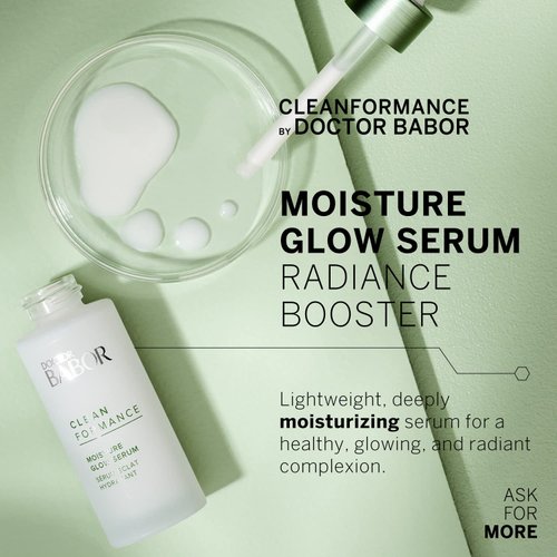 BABOR CLEANFORMANCE Moisture Glow Serum, Probiotic Face Cream with Light Reflecting Pigments to Give Skin Radiant, Healthy Glow, Clean Beauty, Vegan