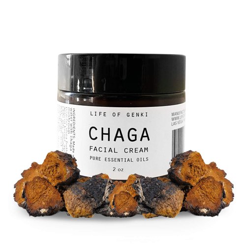 life of genki Chaga mushroom all natural Facial Lotion 2oz MADE IN USA Cedarwood scent Shea Butter Moisturizers face cream store elasticity antioxidant paragons free