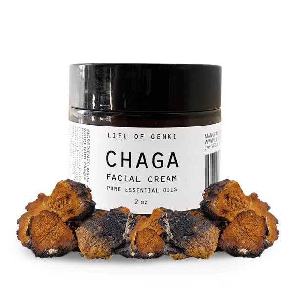 life of genki Chaga mushroom all natural Facial Lotion 2oz MADE IN USA Cedarwood scent Shea Butter Moisturizers face cream store elasticity antioxidant paragons free