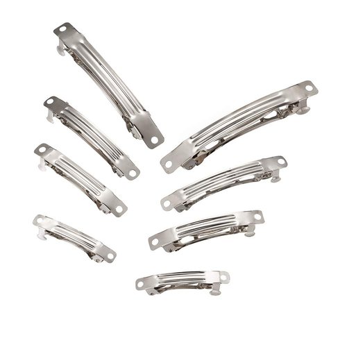 100Pcs Iron Blank French Barrette Hair Clip 4 Sizes 39/51/59/78mm Long Platinum for DIY Hair Accessories Making