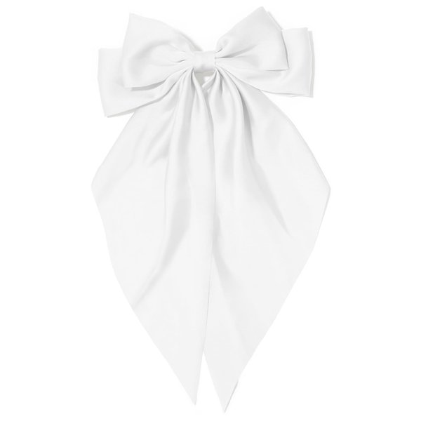 Big Hair Bows for Women White Silky Satin Hair Bow Hair Clips Long Tail Cute Hair Ribbon Coquette Bows Hair Barrettes for Girls