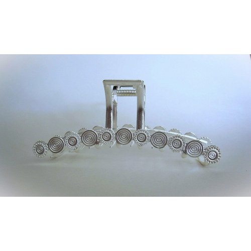 Generic Long silver metal circles hair claw clip for medium thick hair