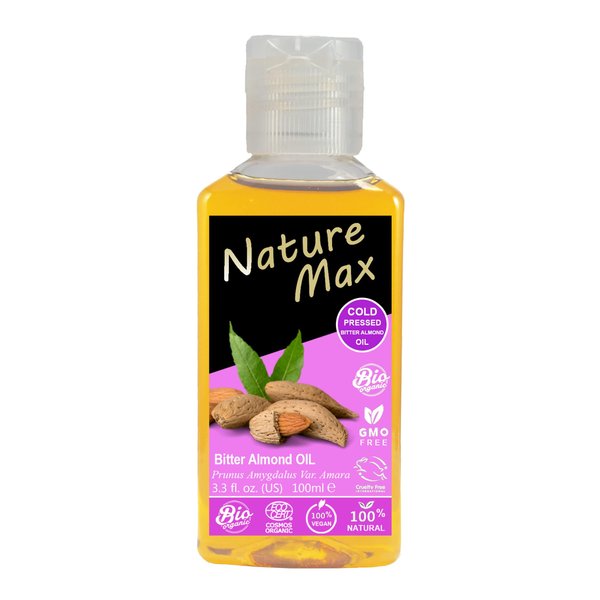 (1Pack = 3.38 oz / 100 ml) Nature Max Bitter Almond Oil Natural Undiluted Pure For Hair Skin Care Skincare Facial Body & Cold Pressed Premium زيت اللوز المر