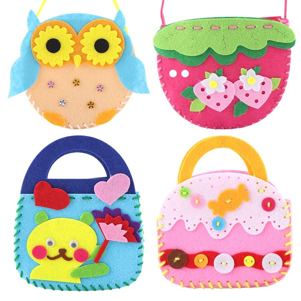 4 Pcs Toddler Arts and Crafts for Kids, Craft Kits for Sewing Sets, Preschool Educational Kids Toys Sewing Craft Kits for Kids DIY Art Craft Hand Play Set