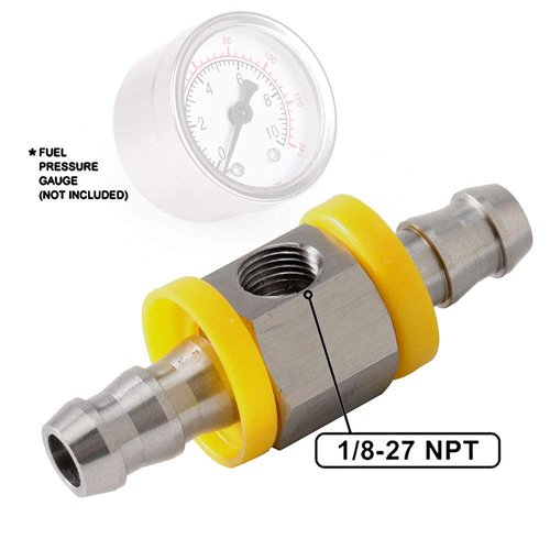 3/8 IN Fuel Line Fuel Pressure Barbed Push Lock T-Fitting Adapter with 1/8-27 NPT Sensor Port (3/8)