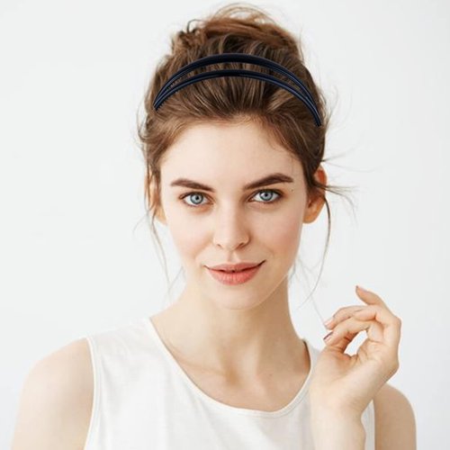 4 Pieces Plastic Headband Zigzag Headband Sharks Tooth Hair Comb Double Row Teeth Hair Band Simple and Chic Hair Hoop Non-Slip Hair Accessory for Women Girls Daily Dating Decorations(Black, Brown)